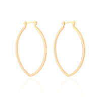 Brinco Argola Fecho Italiano Reta Elíptico Lisa 4.4cm Banhado a Ouro 18K