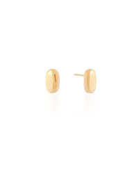 Brinco Oval Liso 1.2 cm Banhado a Ouro 18K
