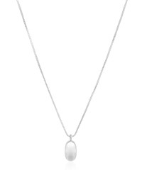 Choker Veneziana com Pingente Oval Liso Ródio Branco