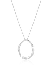 Gargantilha Veneziana Oval Ondas Ródio Branco