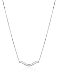 Gargantilha Longa Veneziana Pingente Ondulado Ródio Branco