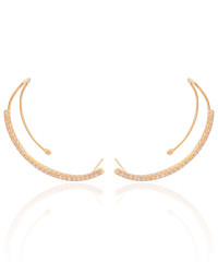Ear Cuff Cravejado Cristal Banhado a Ouro 18K