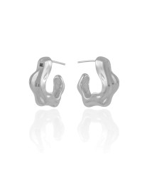 Brinco Argola Orgânica 2.6 cm Ródio Branco