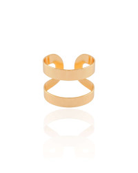 Anel Ajustável Dois Filetes Liso Tamanho G Banhado a Ouro 18K