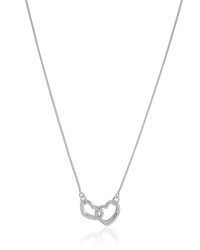 Gargantilha Veneziana Corações Entrelaçado Ródio Branco