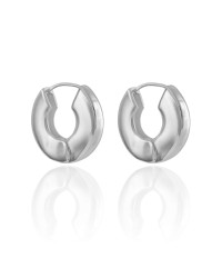 Brinco Argola Click Redonda Lisa 2.7 cm Ródio Branco