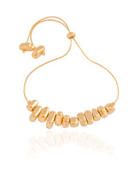 Pulseira Cascalhos Lisos Fecho Gravata Banhado a Ouro 18K