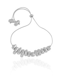 Pulseira Cascalhos Lisos Fecho Gravata Ródio Branco