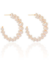 Brinco Argola Pérolas Barrocas 4.6 cm Banhado a Ouro 18K