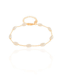 Pulseira Elos Pérolas Ovais 4 mm Banhado a Ouro 18K