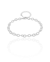 Pulseira Elos Ovais 5 mm Ródio Branco