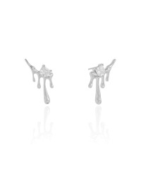 Ear Cuff Orgânico Derretido Ponto de Luz Cristal 2.5 cm Ródio Branco
