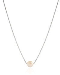 Gargantilha Veneziana Pérola 8 mm Ródio Branco - 45 cm