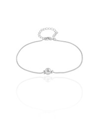 Pulseira Veneziana Bola Lisa 6 mm Ródio Branco