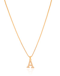 Gargantilha Veneziana Letra A Cravejada Cristal Banhado a Ouro 18K - 45 cm