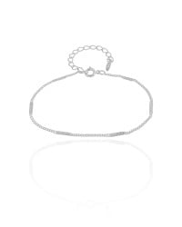 Pulseira Grumet Achatada Ródio Branco