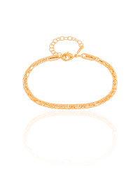 Pulseira Malha Oca 3 mm Banhado a Ouro 18K
