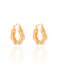 Brinco Argola Torcida Fecho Italiano 2.6 cm Banhado a Ouro 18K