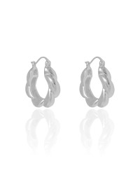 Brinco Argola Torcida Fecho Italiano 2.6 cm Ródio Branco