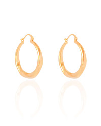 Brinco Argola Torcida Lisa Fecho Italiano 3.3 cm Banhado a Ouro 18K