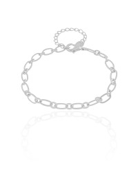 Pulseira Elos Ovais 4 mm Ródio Branco