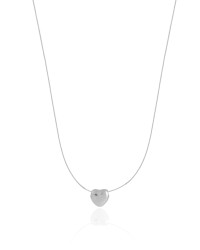 Choker Nylon Coração Liso 8 mm Ródio Branco