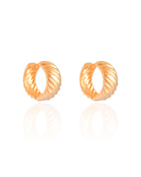 Brinco Argola Click Frisada Lisa 2.1 cm Banhado a Ouro 18K