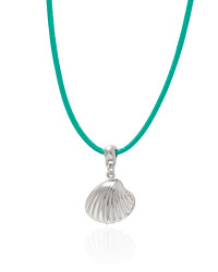 Choker Fio Coreano Verde Água Concha Ródio Branco