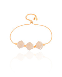 Pulseira Concha Pérola Fecho Gravata Banhado a Ouro 18K