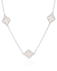 Choker Elos Trevos Madrepérola Ródio Branco