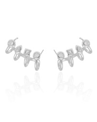 Ear Cuff Geométrico Cristal Ródio Branco