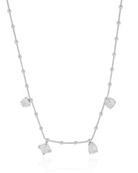 Gargantilha Veneziana Bolinhas Geométricos Cristal Ródio Branco - 45 cm