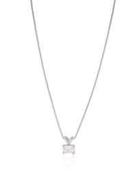 Gargantilha Veneziana Retangular Cristal Ródio Branco - 40 cm