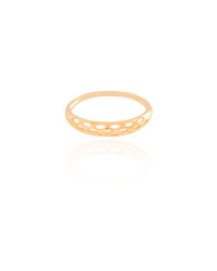 Anel Detalhes Vazados Tamanho 18 Banhado a Ouro 18K