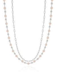 Gargantilha Dupla Elos Pérolas Ródio Branco