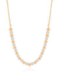 Gargantilha Elos Bolas Lisas e Cristais Banhado a Ouro 18K - 40 cm