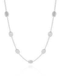 Gargantilha Elos Ovais Lisos Ródio Branco - 40 cm