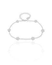 Pulseira Elos Estrelas Lisas Ródio Branco
