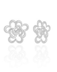 Brinco Flor Entrelaçada 3.0 cm Ródio Branco