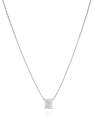 Gargantilha Veneziana Retângulo Cristal Ródio Branco - 45 cm