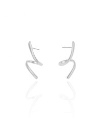 Brinco Orgânico Espiral Liso 2.7 cm Ródio Branco