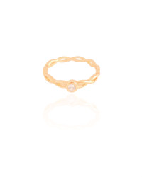 Anel Entrelaçado Ponto de Luz Cristal Tamanho 20 Banhado a Ouro 18K