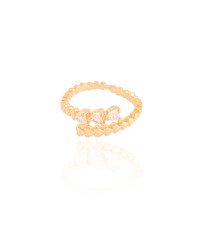 Anel Ajustável Corações Cristal Tamanho P Banhado a Ouro 18K