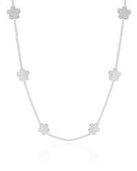 Choker Flores Texturizadas 8 mm Ródio Branco
