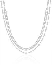 Choker Dupla Elos Bolinhas Lisas Ródio Branco