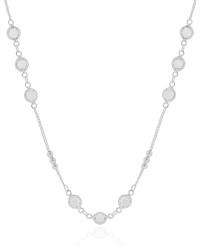 Gargantilha Longa Pontos de Luz Cristal Bolinhas Lisas Ródio Branco - 80 cm