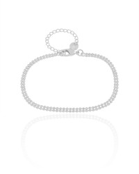 Pulseira Plaquinhas Duplas Ródio Branco