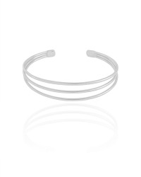 Bracelete Três Fios Ródio Branco