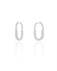 Brinco Argola Click Oval Cravejado Cristal 2.5 cm Ródio Branco
