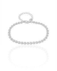 Pulseira Elos Duplos Quadrados 4 mm Ródio Branco